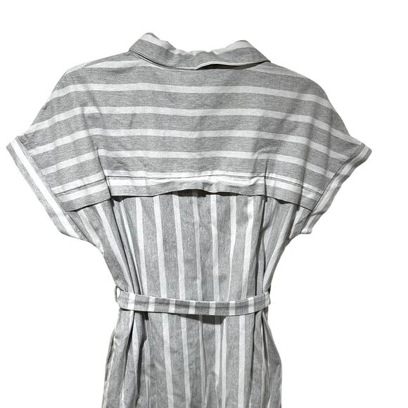 Polagram cotton button down midi dress with a striped pattern - Picture 7 of 8